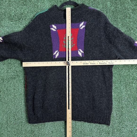 Woolrich Sweater Womens Large Gray Multi Christmas Ugly Cardigan Handknit Bear - Picture 9 of 12